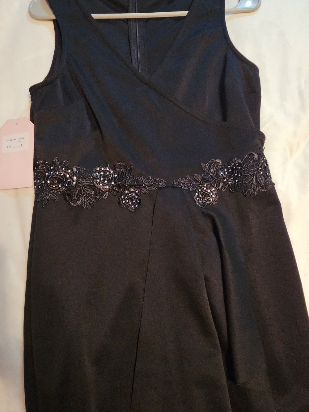 & Other Stories Black Sleeveless Prom Dress with Beaded Floral Waist